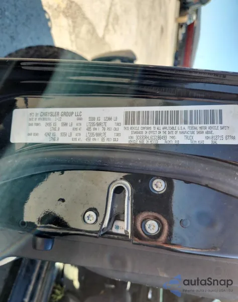 2012 Dodge Ram 3500 Slt z USA, uszkodzony, nr VIN 3C63DRHL6CG186493